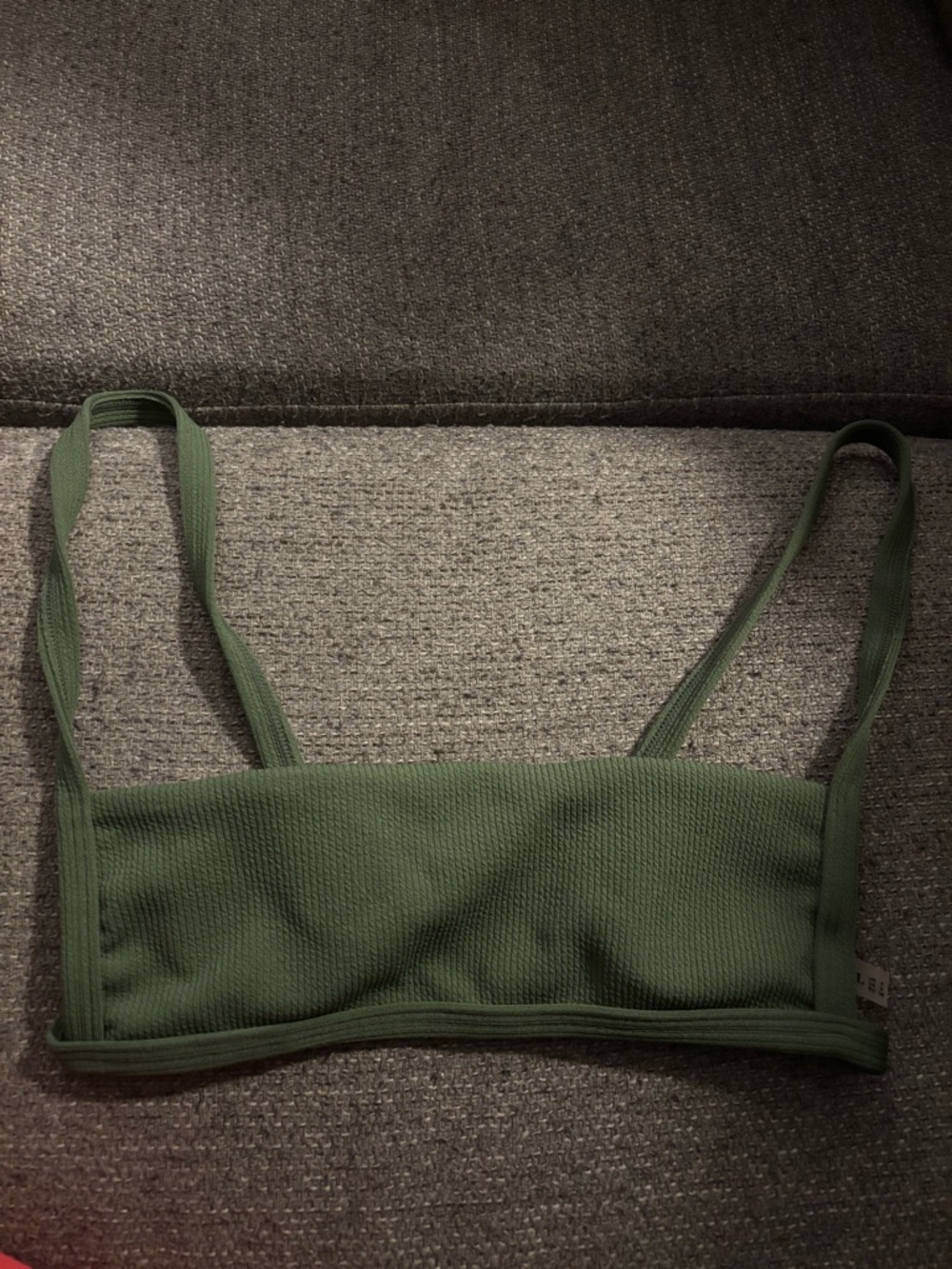 Textured Olive Green Bralette swim top